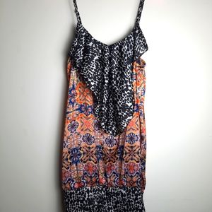 Kensi spaghetti adjustable strap top with bright colorful print, Size S